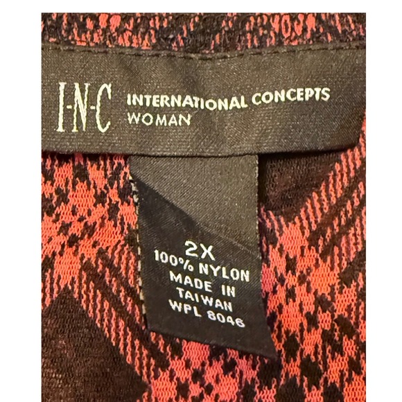 INC International Concepts Womens 2X Plaid Tie Front Ruffle Hem Sheer Blouse Top - Picture 3 of 4